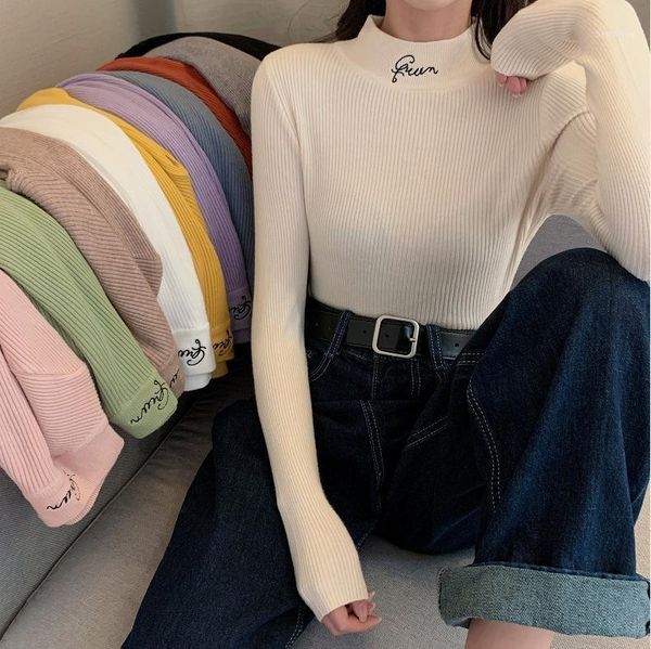 women's bottoming sweater autumn and winter foreign style sweater 2021 new inner black long sleeve half high collar, White;black
women's bottoming sweater autumn and winter foreign style sweater 2021 new inner black long sleeve half high collar, White;black