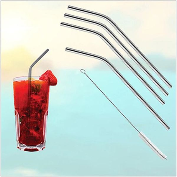 304 stainless steel bend beer juice drinking straws for cups durable reusable metal straw with cleaning brush
304 stainless steel bend beer juice drinking straws for cups durable reusable metal straw with cleaning brush