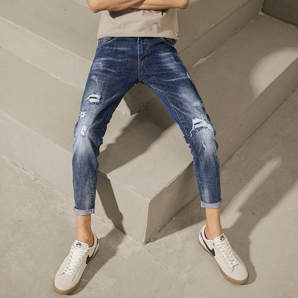 autumn winter denim jeans men ankle-length slim washed hole bleached pleated casual cowboy penicl pants male wild, Blue
autumn winter denim jeans men ankle-length slim washed hole bleached pleated casual cowboy penicl pants male wild, Blue