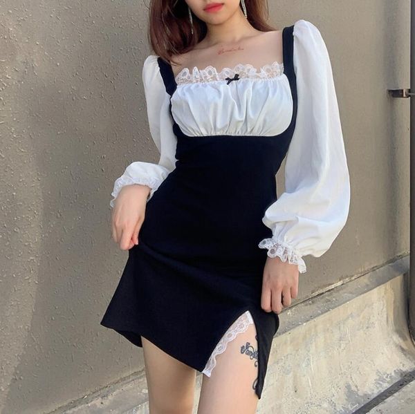 slip ribbon split dress vintage milkmaid 2021 korean bodycon women's dresses kawaii beautiful p2087 clothes 93lb, Black;gray
slip ribbon split dress vintage milkmaid 2021 korean bodycon women's dresses kawaii beautiful p2087 clothes 93lb, Black;gray