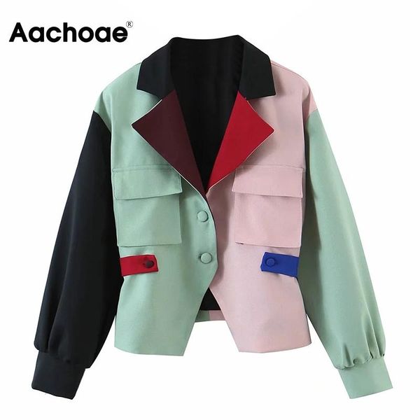 aachoae women fashion patchwork jacket female turn down collar single breasted outerwear long sleeve pockets chic 2021, Black;brown
aachoae women fashion patchwork jacket female turn down collar single breasted outerwear long sleeve pockets chic 2021, Black;brown