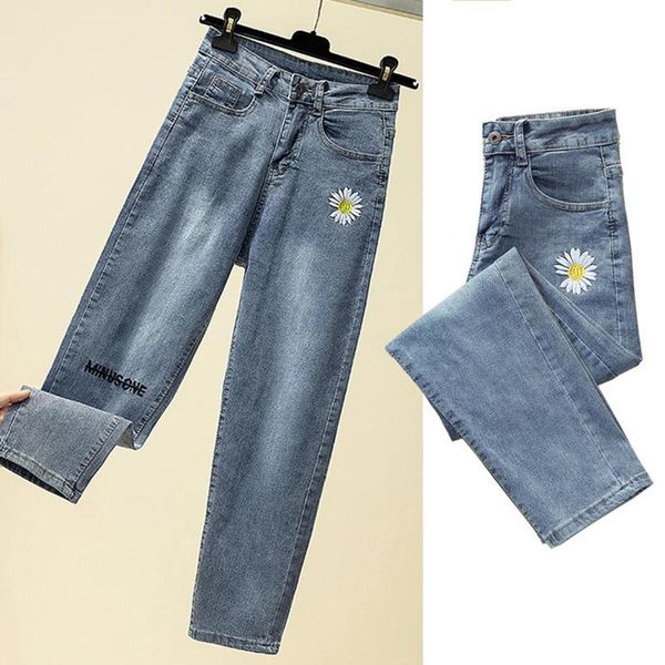 small daisy jeans with spring and autumn 2021 popular korean version loose with high waist to show thin turnip nine cent pants, Blue
small daisy jeans with spring and autumn 2021 popular korean version loose with high waist to show thin turnip nine cent pants, Blue