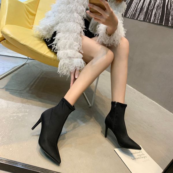 2021 new fine-shoe boots, socks autumn and winter heels pointed medium-women boots in ndbf, Black
2021 new fine-shoe boots, socks autumn and winter heels pointed medium-women boots in ndbf, Black