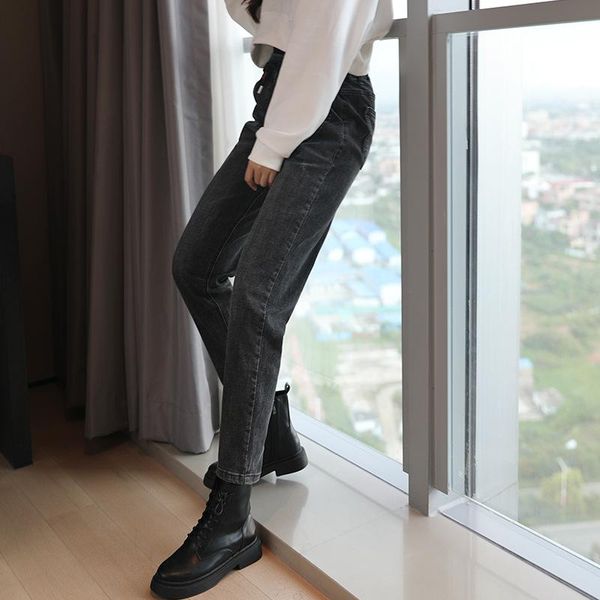 elastic waist jeans womens harem pants lacing jeans high waist slimming korean version loose radish pants lady stretch trousers, Blue
elastic waist jeans womens harem pants lacing jeans high waist slimming korean version loose radish pants lady stretch trousers, Blue