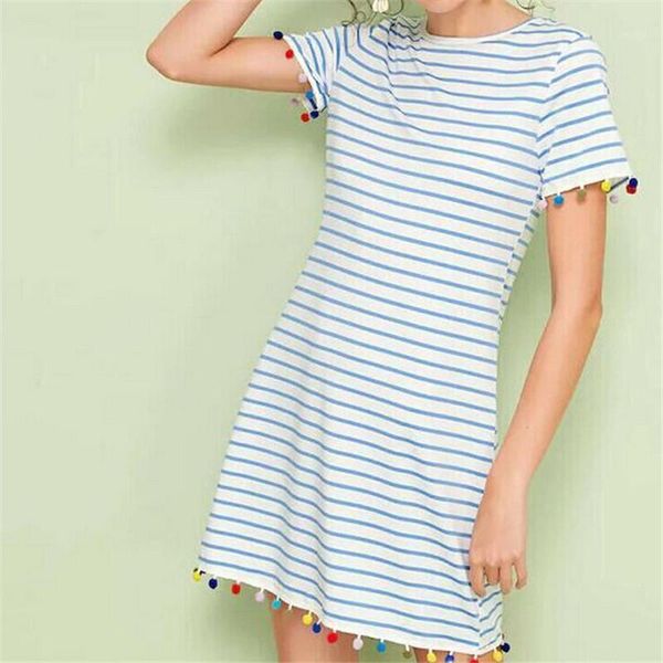 summer casual sweet women's stylish and elegant round neck short-sleeved striped tassels short mini fit and flare dress sexy1, Black;gray
summer casual sweet women's stylish and elegant round neck short-sleeved striped tassels short mini fit and flare dress sexy1, Black;gray