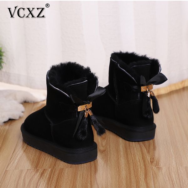 vcxz the new women winter warm boots cowhide leather wool fur lined and bowknots tassels fashion girls snow boots 1026, Black
vcxz the new women winter warm boots cowhide leather wool fur lined and bowknots tassels fashion girls snow boots 1026, Black