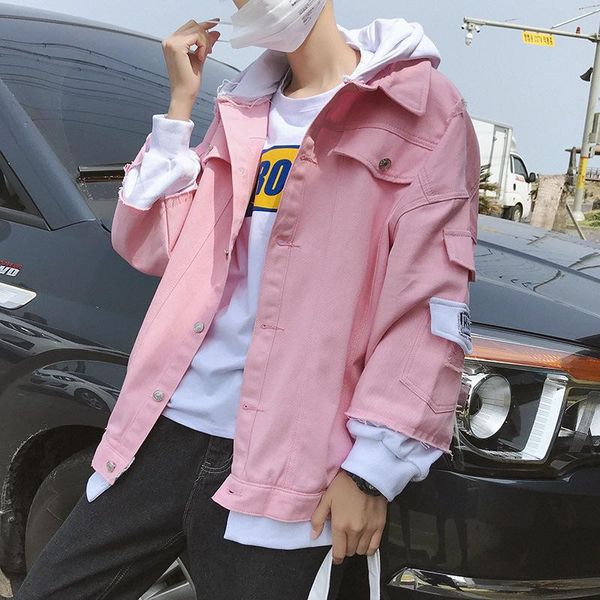 men's jackets wholesale 2021 spring autumn pink denim cotton jacket hooded loose handsome teenagers male students coat, Black;brown
men's jackets wholesale 2021 spring autumn pink denim cotton jacket hooded loose handsome teenagers male students coat, Black;brown