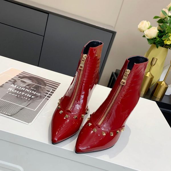 ankle boots for women's fashion large size pointed toe high thin stiletto heels boots ladies patent leather shoes botas mujer, Black
ankle boots for women's fashion large size pointed toe high thin stiletto heels boots ladies patent leather shoes botas mujer, Black