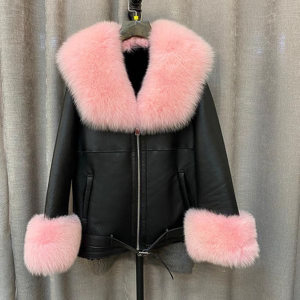 women's fur & faux 2021 real jackets with genuine sheep leather and sheared fashion overcoat big natural collar cuff coats, Black
women's fur & faux 2021 real jackets with genuine sheep leather and sheared fashion overcoat big natural collar cuff coats, Black