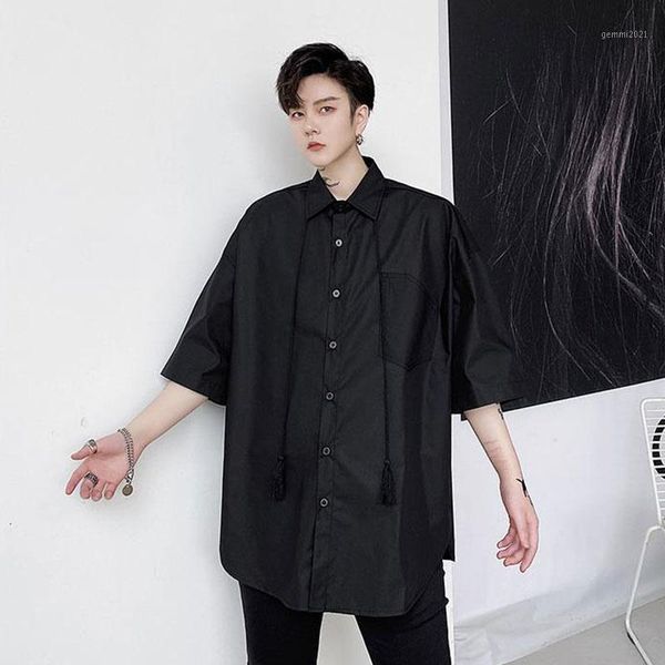 men summer loose short sleeve casual tassel shirt male japan black white shirt1, White;black
men summer loose short sleeve casual tassel shirt male japan black white shirt1, White;black