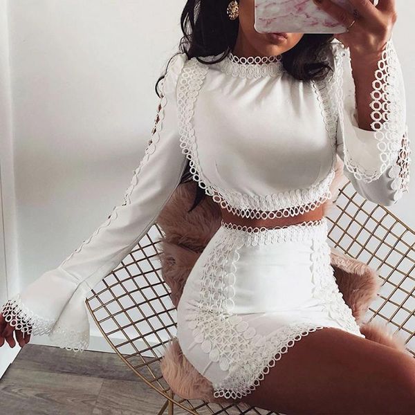 women's tracksuits autumn lace white bodycon set 2021 fashion o-neck long sleeve hollow short + mini skirt party club 2 two-piece, Gray
women's tracksuits autumn lace white bodycon set 2021 fashion o-neck long sleeve hollow short + mini skirt party club 2 two-piece, Gray