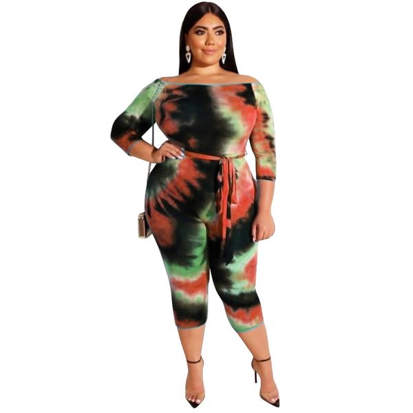 women tie dye jumpsuit plus size colorful long sleeve crew neck belt slim fit pants ladies casual rompers, White
women tie dye jumpsuit plus size colorful long sleeve crew neck belt slim fit pants ladies casual rompers, White