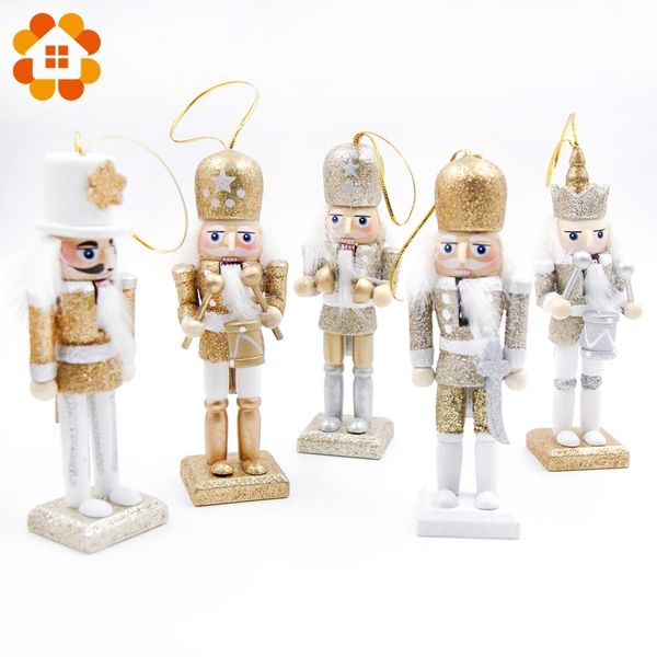 

5pcs creative handmade nutcracker puppet deskgifts toy decor wood christmas ornaments drawing walnuts soldiers band dolls