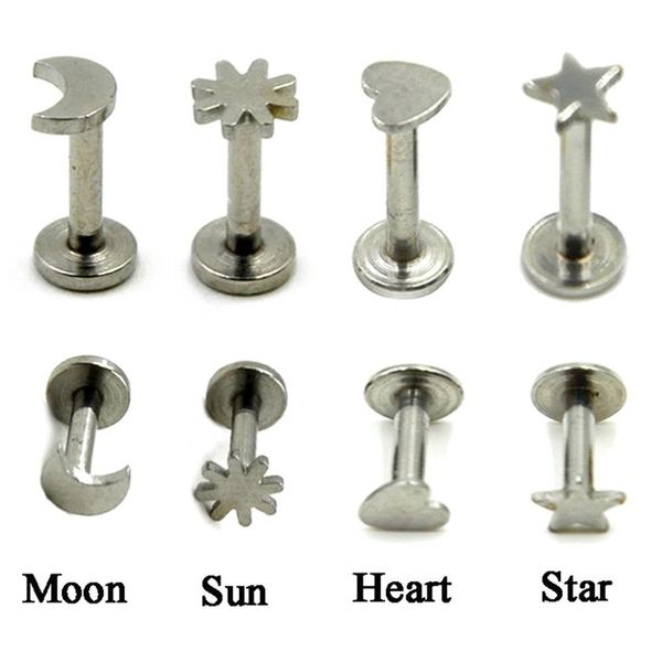 2pcs stainless steel moon&star&sun&heart labret lip bar ring earring push fit cartilage internally thread piercing jewelry16g q bbyriw, Silver
2pcs stainless steel moon&star&sun&heart labret lip bar ring earring push fit cartilage internally thread piercing jewelry16g q bbyriw, Silver