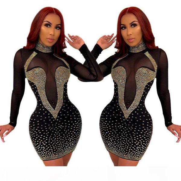 luxury womens clothing dress fashion designer new drilling perspective night club party casual dresses, Black;gray
luxury womens clothing dress fashion designer new drilling perspective night club party casual dresses, Black;gray
