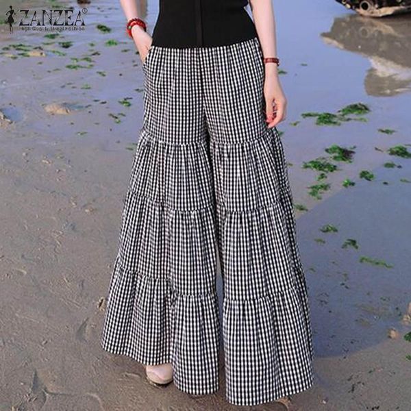 zanzea high elastic waist ruffle trousers womens fashion plaid pants casual korean chic wide leg pants streetwears plus size 5xl, Black;white
zanzea high elastic waist ruffle trousers womens fashion plaid pants casual korean chic wide leg pants streetwears plus size 5xl, Black;white