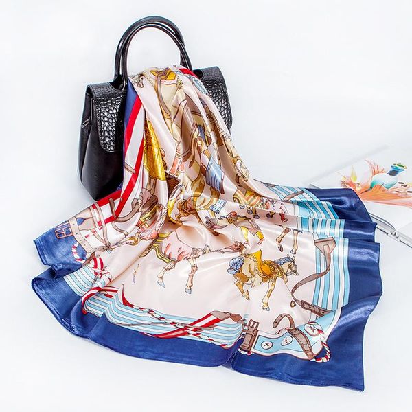 scarves 2021 korean women's horse group printing large square scarf imitation silk shawl spot head hair women, Blue;gray
scarves 2021 korean women's horse group printing large square scarf imitation silk shawl spot head hair women, Blue;gray