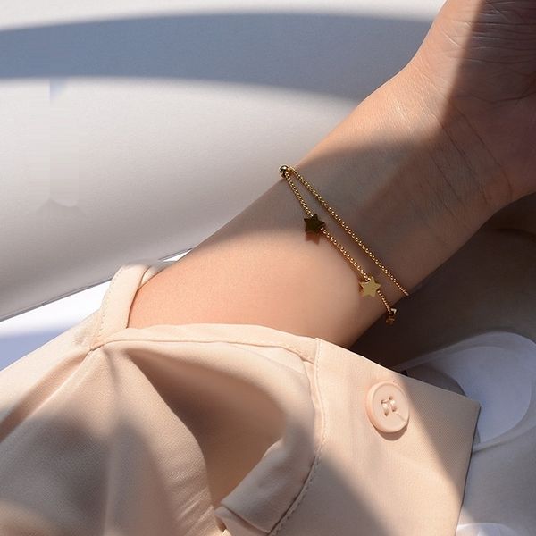 o66rp multi layer five pointed net simple bead bracelet women's star red personalized temperament rice double star bracelet steel titan, Golden;silver
o66rp multi layer five pointed net simple bead bracelet women's star red personalized temperament rice double star bracelet steel titan, Golden;silver