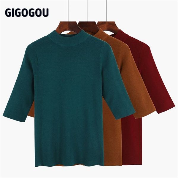 gigogou spring autumn women sweater half sleeves o-neck slim jumper knitted soft female pullover sweater 201221, White;black
gigogou spring autumn women sweater half sleeves o-neck slim jumper knitted soft female pullover sweater 201221, White;black