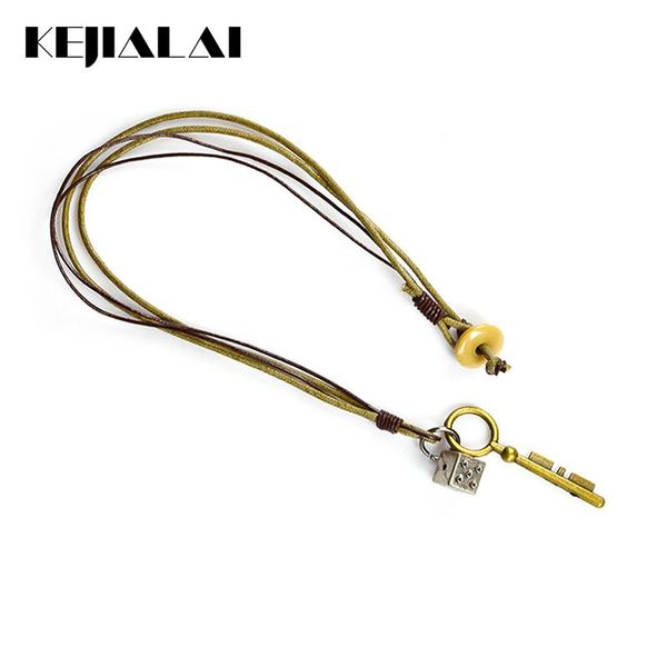 pendant necklaces genuine leather necklace punk style vintage key and dice for men women rope long chain fashion jewelry, Silver
pendant necklaces genuine leather necklace punk style vintage key and dice for men women rope long chain fashion jewelry, Silver