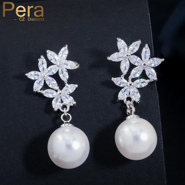 pera fashion cubic zirconia jewelry accessories with big flower freshwater imitation pearl drop women earrings e220, Silver
pera fashion cubic zirconia jewelry accessories with big flower freshwater imitation pearl drop women earrings e220, Silver