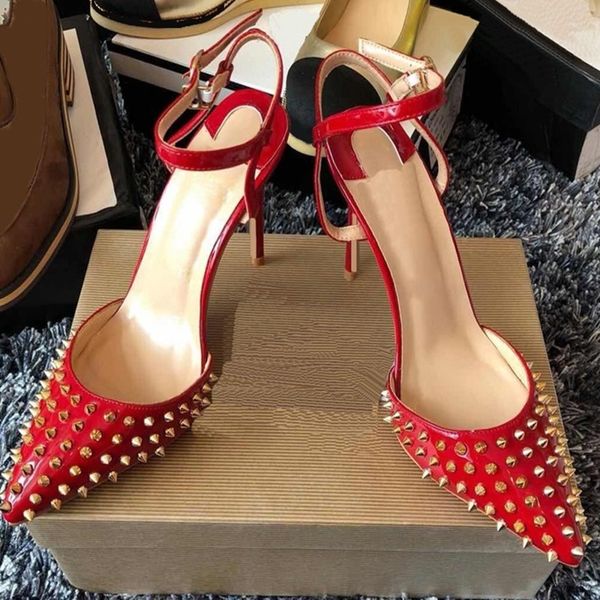new red rivets high heel dress shoes ankle strap pointed toe spikes celebrating shoes leopard slingback heels shallow pump women shoes 12cm, Black
new red rivets high heel dress shoes ankle strap pointed toe spikes celebrating shoes leopard slingback heels shallow pump women shoes 12cm, Black