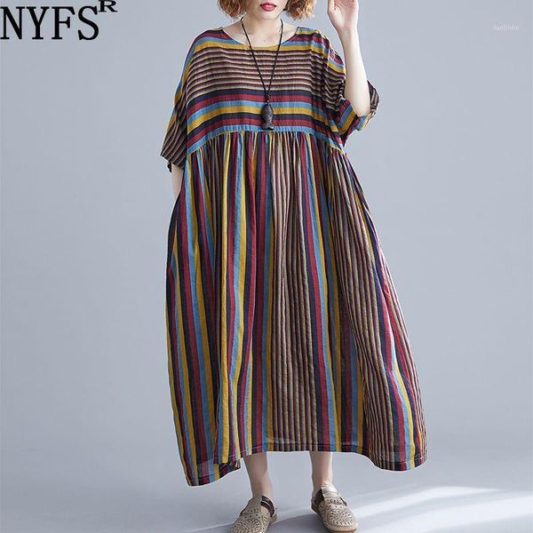 nyfs summer dress 2020 new vintage striped comfortable women dress literary large size long vestidos robe elbise1, Black;gray
nyfs summer dress 2020 new vintage striped comfortable women dress literary large size long vestidos robe elbise1, Black;gray