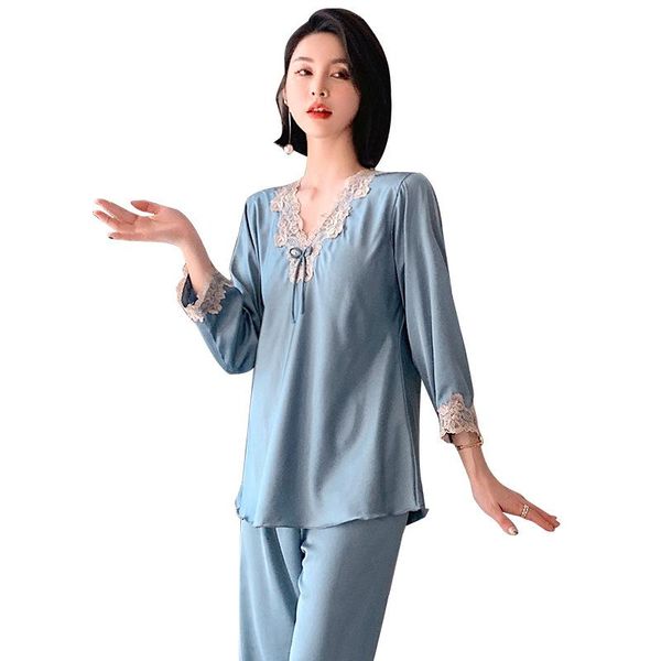 men's sleepwear silk summer home wear lace loose pullover spring and autumn long sleeve ice women's pajamas, Black;brown
men's sleepwear silk summer home wear lace loose pullover spring and autumn long sleeve ice women's pajamas, Black;brown