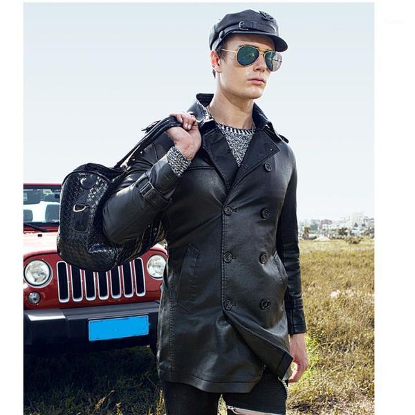 autumn and winter men's casual solid color long-sleeved slim leather men slash zipper lapel biker rider faux leather coat 8.131, Black
autumn and winter men's casual solid color long-sleeved slim leather men slash zipper lapel biker rider faux leather coat 8.131, Black