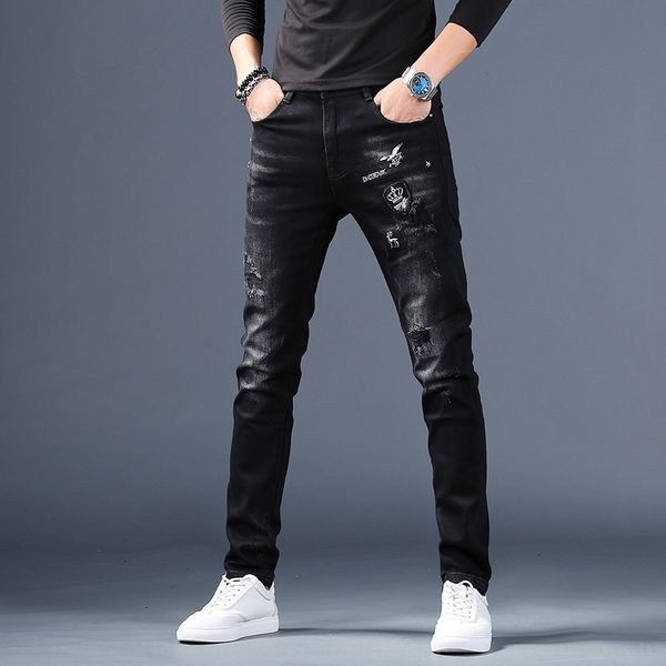 eihmh men's black printed embroidered jeans men's trendy tight pants pantsbrand tight jeans korean style casual slim fit skinny pa, Blue
eihmh men's black printed embroidered jeans men's trendy tight pants pantsbrand tight jeans korean style casual slim fit skinny pa, Blue