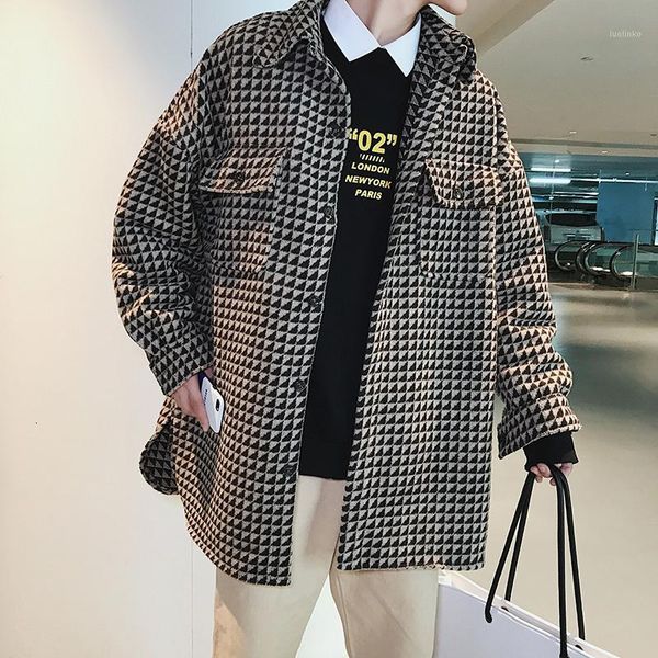 uyuk autumn and winter korean men's plaid woolen coat thickening wild trend loose casual single-breasted1, Black
uyuk autumn and winter korean men's plaid woolen coat thickening wild trend loose casual single-breasted1, Black