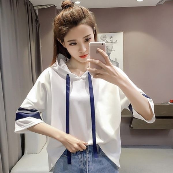 vghdn 2020 new half sleeve stitching sweater hooded sweater women's fashionable ins short korean style kigcz, Black
vghdn 2020 new half sleeve stitching sweater hooded sweater women's fashionable ins short korean style kigcz, Black