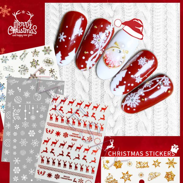 decals merry art christmas manicure 3d red laser gold silver white elk snow sticker for nail design decoration
decals merry art christmas manicure 3d red laser gold silver white elk snow sticker for nail design decoration