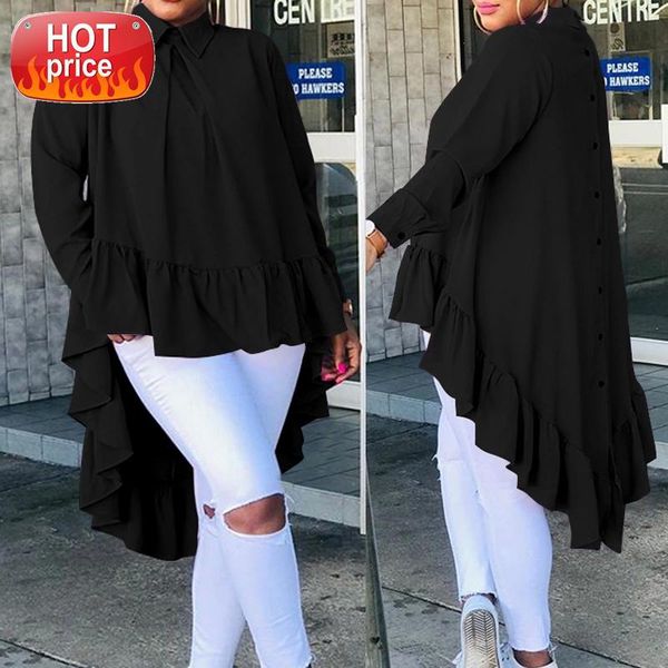 women asymmetrical 2021 fashion solid back buttons ruffles shirts long sleeve lapel casual blouses ladies blusas 5xl #sb7d, White
women asymmetrical 2021 fashion solid back buttons ruffles shirts long sleeve lapel casual blouses ladies blusas 5xl #sb7d, White