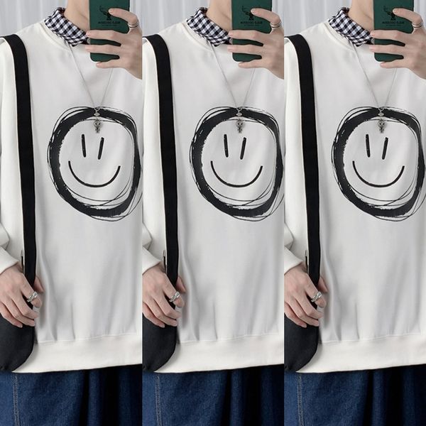 men's 2020 new autumn coat sweater round neck sweater men's loose smiling face printed couple's coat casual big size trend cu, Black
men's 2020 new autumn coat sweater round neck sweater men's loose smiling face printed couple's coat casual big size trend cu, Black