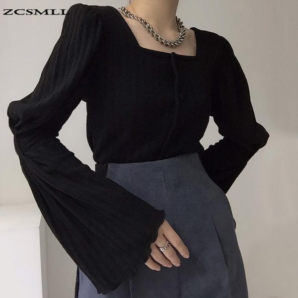 women's sweaters zcsnmll thin pullover for autumn square collar single breasted pleated flared sleeves all-match knitted cardigan sweat, White;black
women's sweaters zcsnmll thin pullover for autumn square collar single breasted pleated flared sleeves all-match knitted cardigan sweat, White;black
