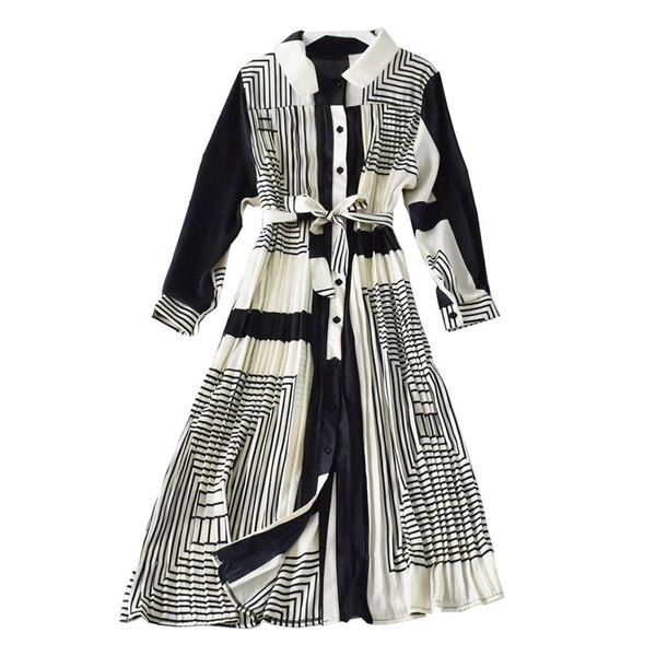 women's shirt dress pleated summer floral print turn-down collar long-sleeved long dress bandage vestidos navy 114cm ls303 y200805, Black;pink
women's shirt dress pleated summer floral print turn-down collar long-sleeved long dress bandage vestidos navy 114cm ls303 y200805, Black;pink
