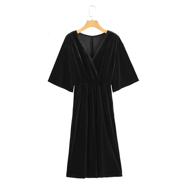 women's simple style autumn new 2020 velvet mid sleeve slant lapel v-neck waist dress, Black;gray
women's simple style autumn new 2020 velvet mid sleeve slant lapel v-neck waist dress, Black;gray