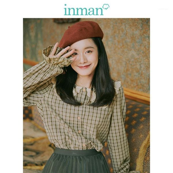 women's blouses & shirts inman spring autumn young literry style lace turn dowm collar girl plaid women shirt1, White
women's blouses & shirts inman spring autumn young literry style lace turn dowm collar girl plaid women shirt1, White