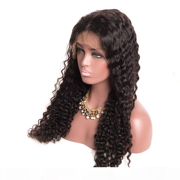 brazilian 150 density lace front wigs with baby hair natural hairline dee curly human hair lace front wigs for black women, Black;brown