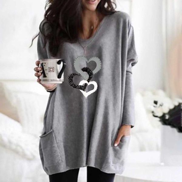 women's t-shirt heart print women tshirts with pocket long sleeve v-neck pullover vrouw t-shirts camisetas mujer plus size t shirt for, White
women's t-shirt heart print women tshirts with pocket long sleeve v-neck pullover vrouw t-shirts camisetas mujer plus size t shirt for, White
