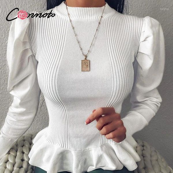 conmoto elegant women's round neck solid white long sleeve pullover sweater autumn winter female sweater ladies leisure jumper1, White;black
conmoto elegant women's round neck solid white long sleeve pullover sweater autumn winter female sweater ladies leisure jumper1, White;black