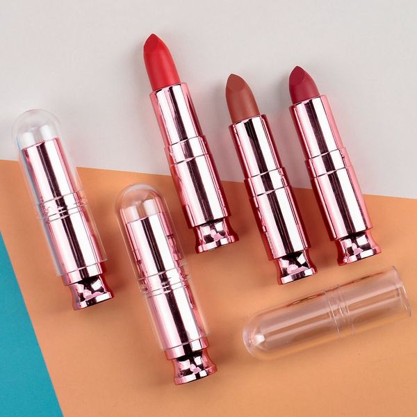 min 50pcs can put your logo matte lipsticks private label cosmetics customize lip gloss makeup rose gold tube lipstick maquillaje 1669
min 50pcs can put your logo matte lipsticks private label cosmetics customize lip gloss makeup rose gold tube lipstick maquillaje 1669