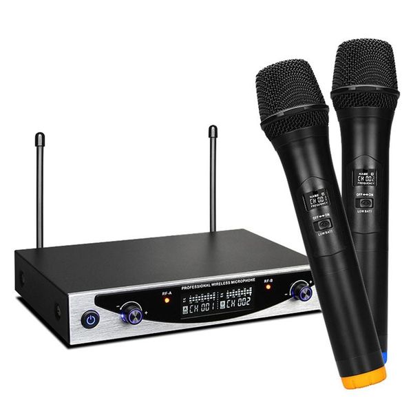 2 channels uhf wireless handheld microphone system professional karaoke microphone family ktv dual stereo mic condenser eu plug 
2 channels uhf wireless handheld microphone system professional karaoke microphone family ktv dual stereo mic condenser eu plug