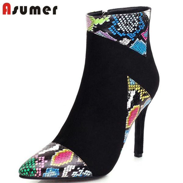 boots asumer 2021 arrive party wedding shoes women ankle pointed toe zipper mixed colors snake thin high heel woman, Black
boots asumer 2021 arrive party wedding shoes women ankle pointed toe zipper mixed colors snake thin high heel woman, Black