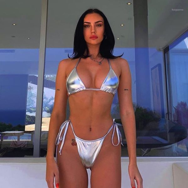 shiny wet look bikini halter bandage crop high cut thong summer fashion beach swimwear solid color 2 pcs outfits1, White;black
shiny wet look bikini halter bandage crop high cut thong summer fashion beach swimwear solid color 2 pcs outfits1, White;black