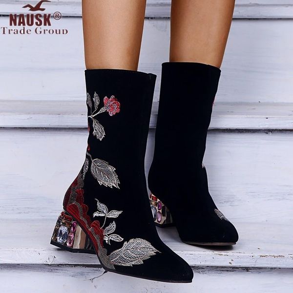 new mbroider boots women shoes mid-calf colorful diamond square heels back zipper pu leather sock shoe motorcycle boots woman, Black
new mbroider boots women shoes mid-calf colorful diamond square heels back zipper pu leather sock shoe motorcycle boots woman, Black