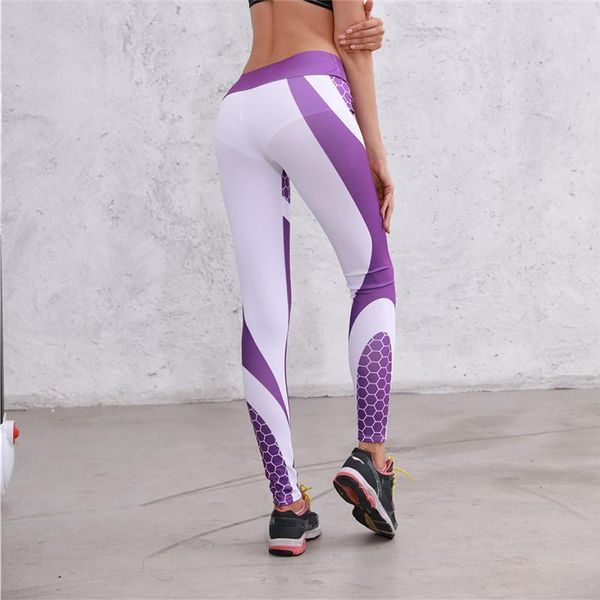 women's leggings sport women fitness ladies' high waist hip colour honeycomb print pants running legging femme @c1, Black
women's leggings sport women fitness ladies' high waist hip colour honeycomb print pants running legging femme @c1, Black