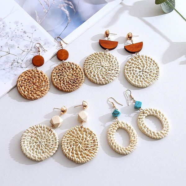 dangle & chandelier fashion bohemian handmade wooden straw woven vine rattan knit drop earrings for women 2021 boho round geometric long ear, Silver
dangle & chandelier fashion bohemian handmade wooden straw woven vine rattan knit drop earrings for women 2021 boho round geometric long ear, Silver