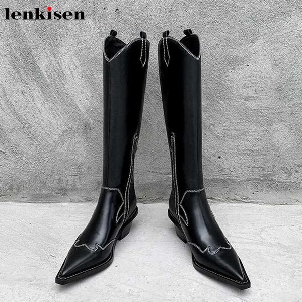 boots lenkisen sell well genuine leather high heels pointed toe embroidered simple style winter keep warm women thigh l89, Black
boots lenkisen sell well genuine leather high heels pointed toe embroidered simple style winter keep warm women thigh l89, Black